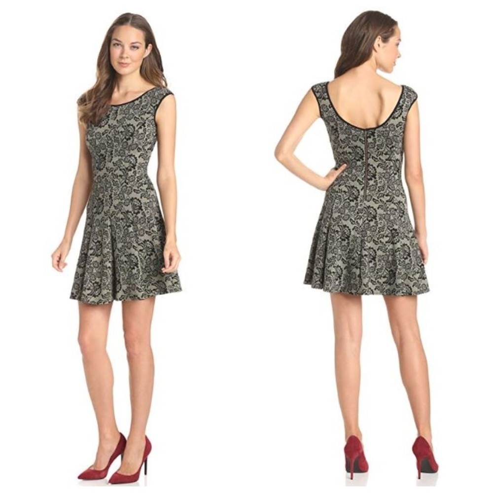Maggy London Lace Jacquard Fit + Flare Dress
